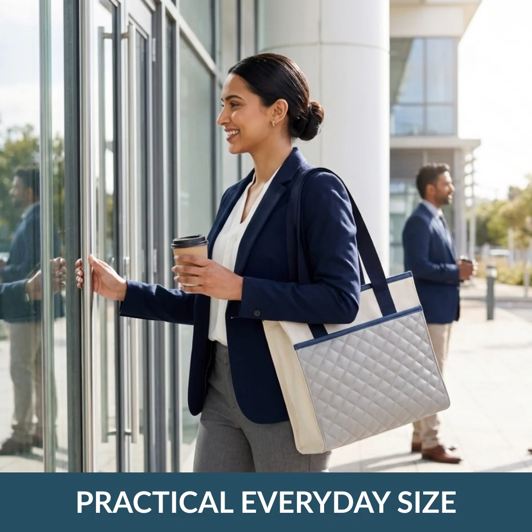 Quilted Canvas Everyday Office Tote Bag - Image 5