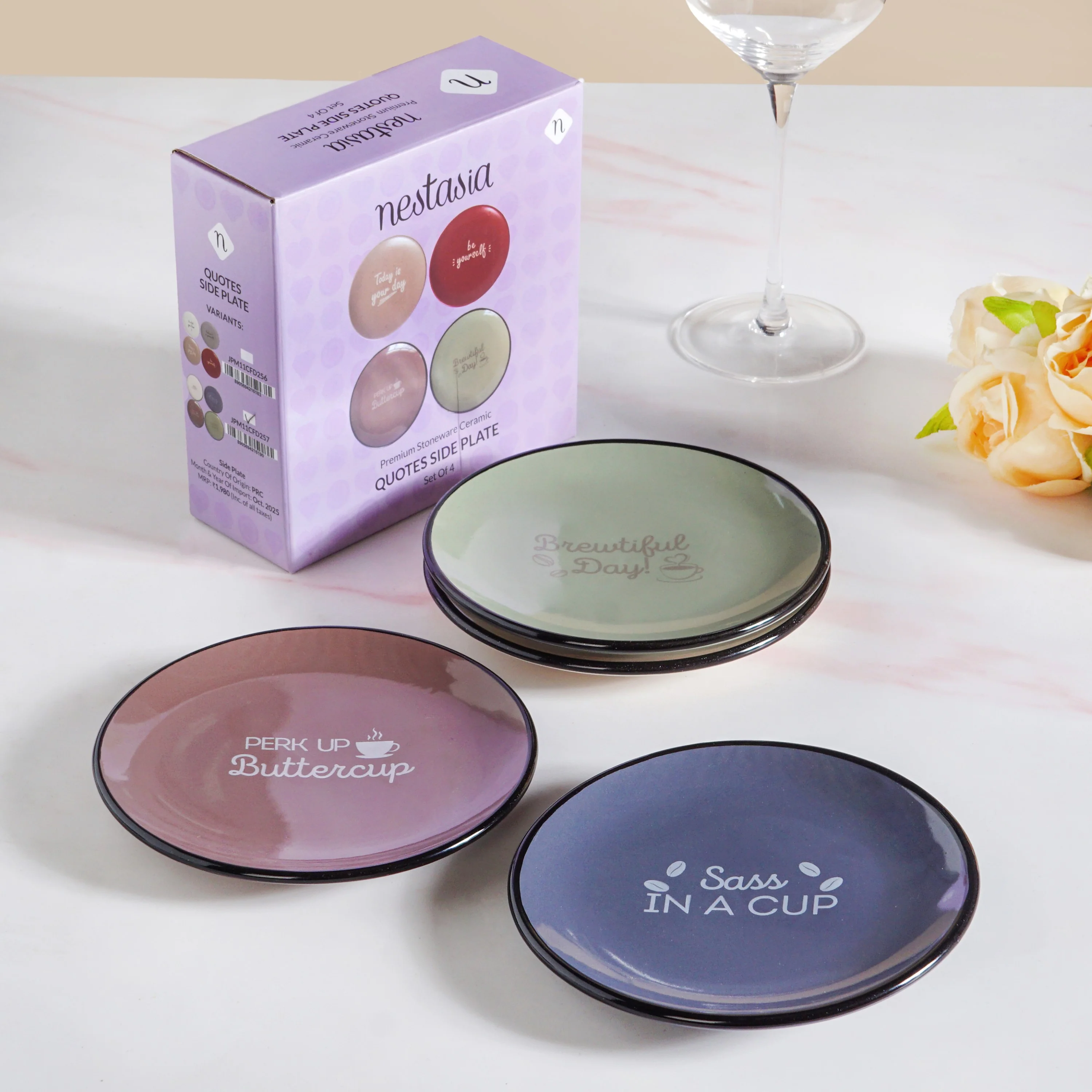 Quirky Quotes Dessert Plate Set Of 4 15cm - Image 2