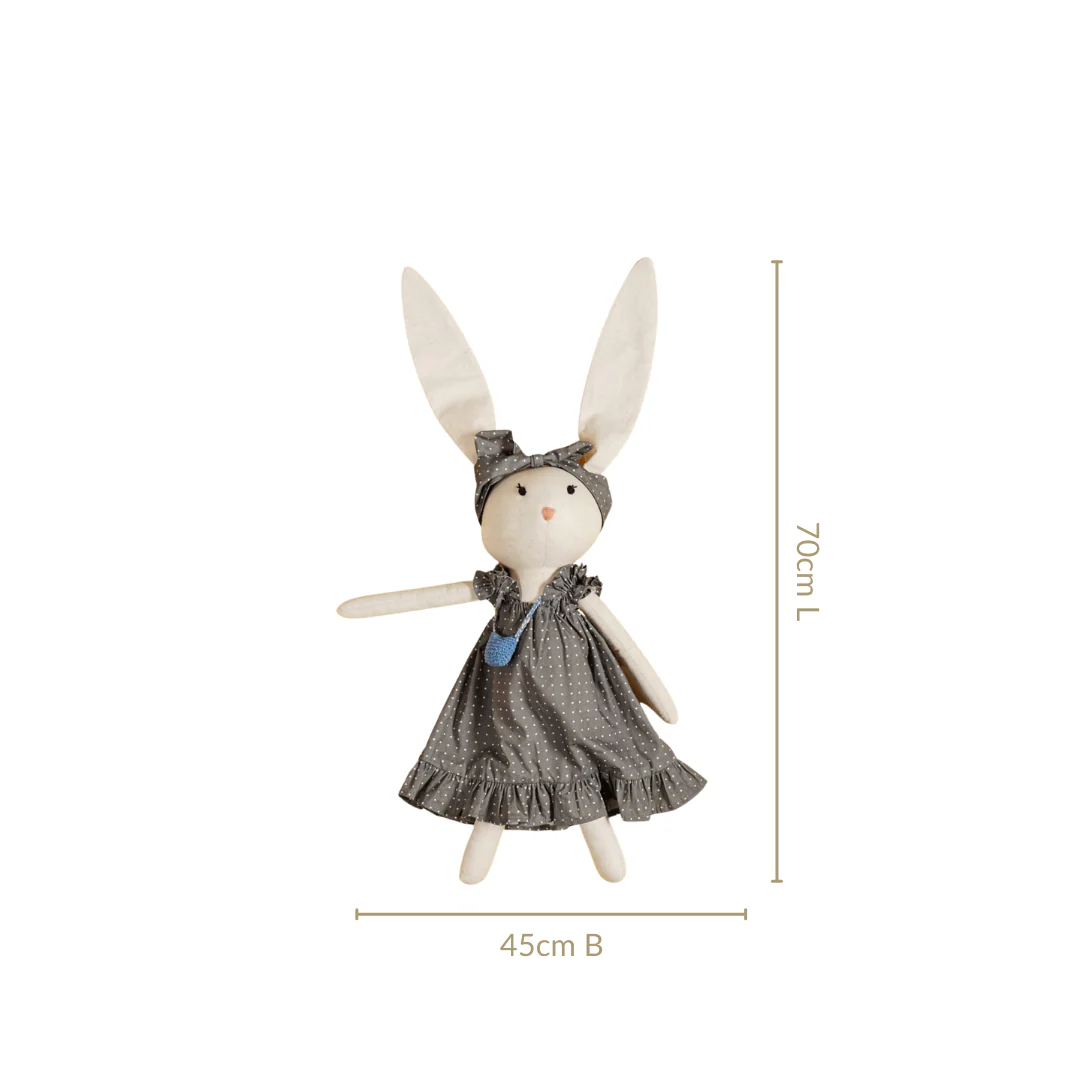 Rabbit Plushie Soft Toy With Blue Satchel For Kids - Image 4