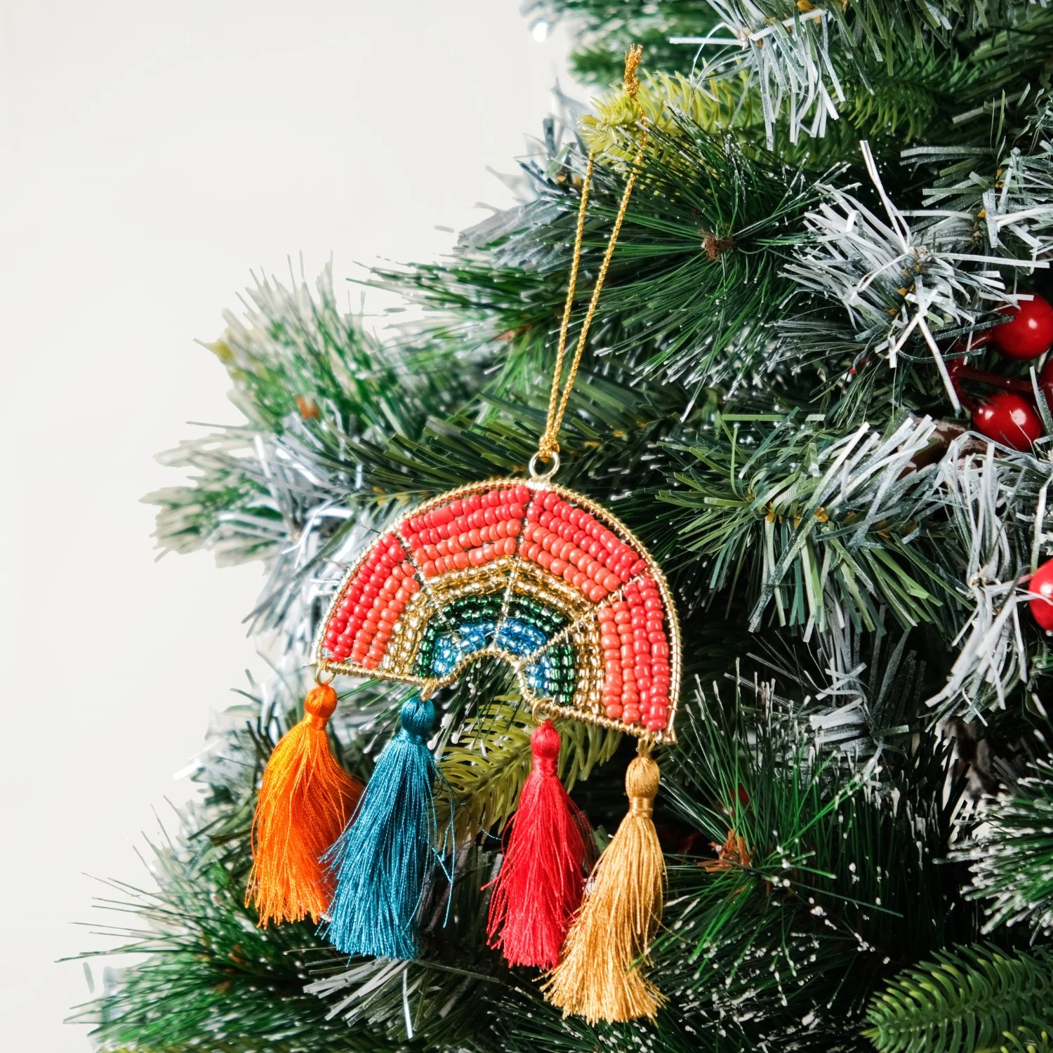 Rainbow Christmas Ornament Set of 2 Multicolour - Image 12