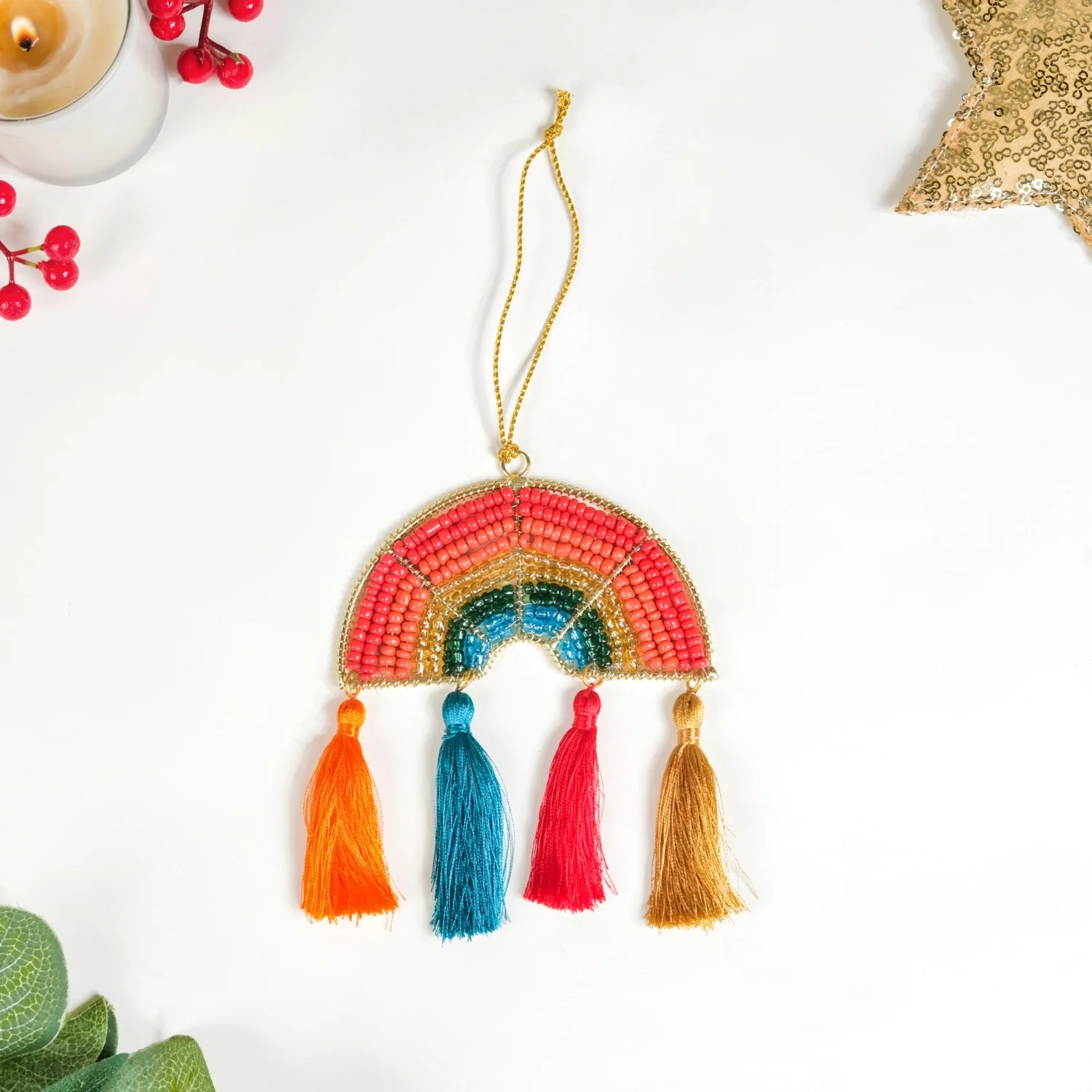 Rainbow Christmas Ornament Set of 2 Multicolour - Image 4