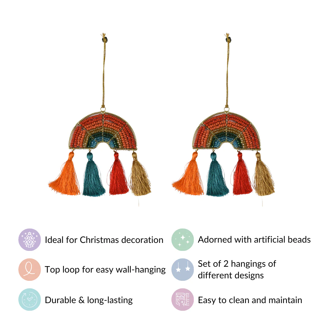 Rainbow Christmas Ornament Set of 2 Multicolour - Image 5