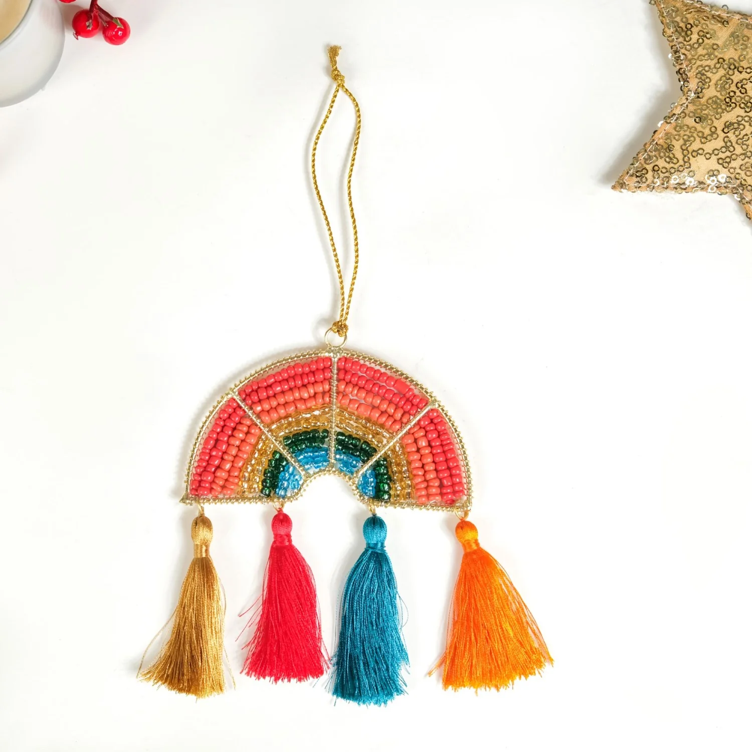 Rainbow Christmas Ornament Set of 2 Multicolour - Image 8