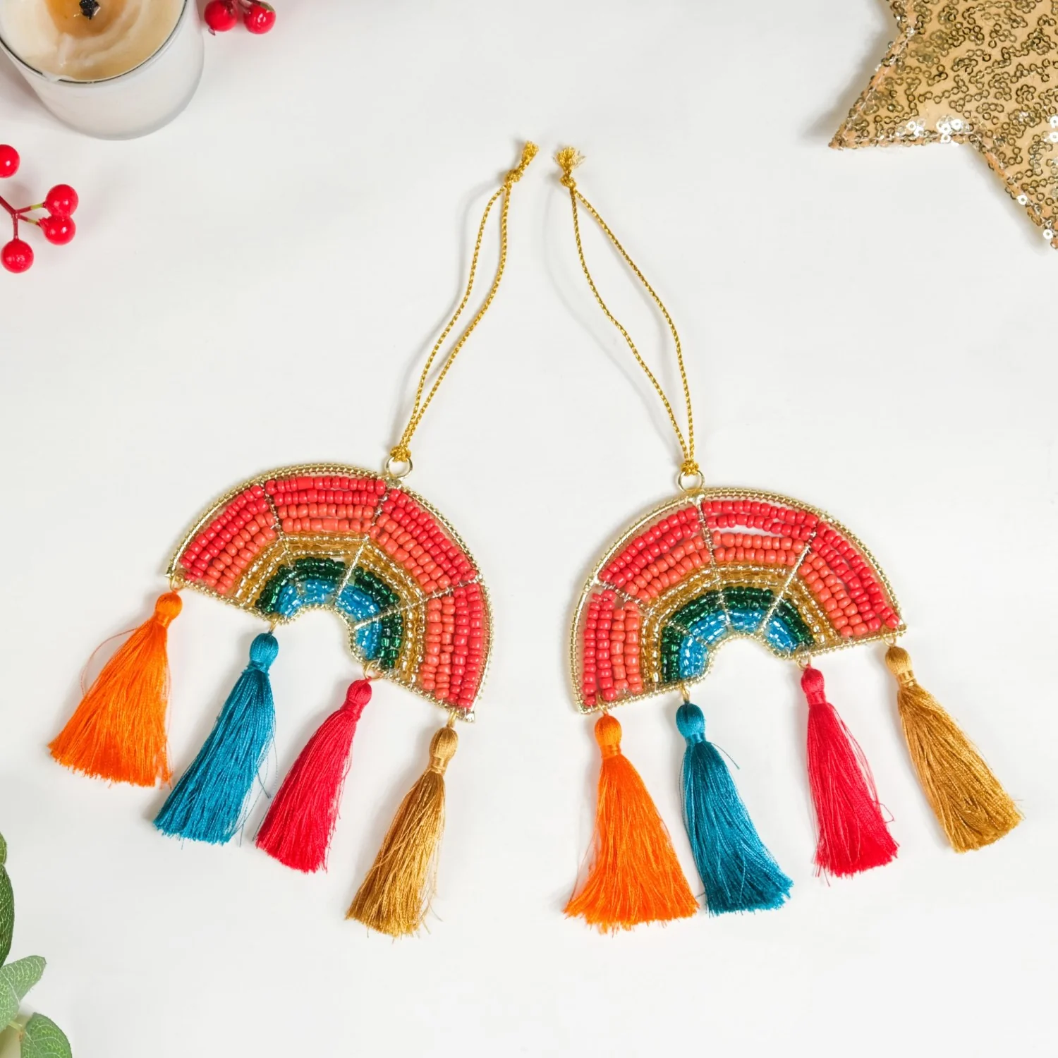 Rainbow Christmas Ornament Set of 2 Multicolour - Image 9