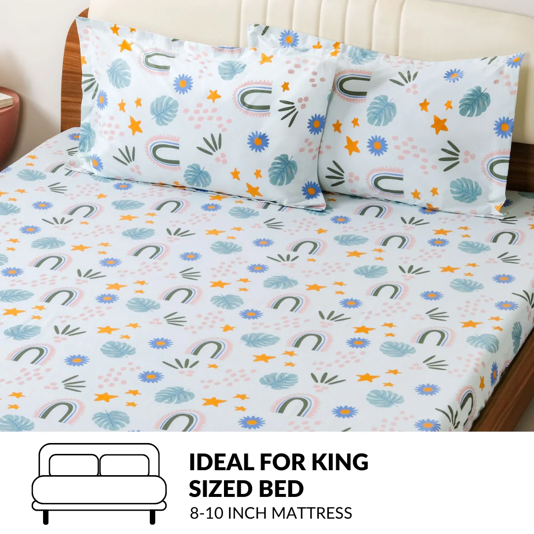 Rainbow Meadow Pure Cotton King Size Bedding Set 275x275cm - Image 7