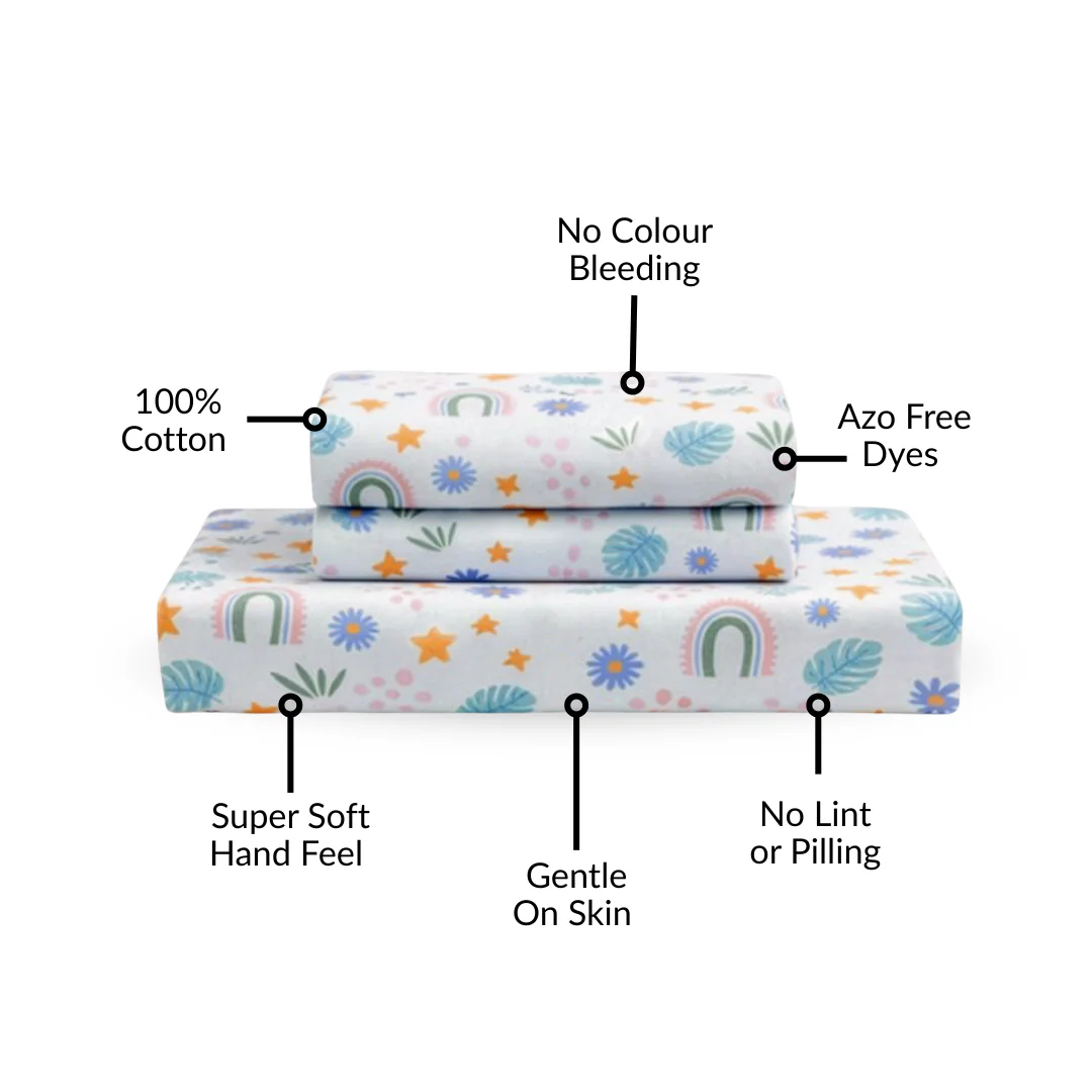 Rainbow Meadow Pure Cotton Queen Size Bedding Set 254x229cm - Image 3