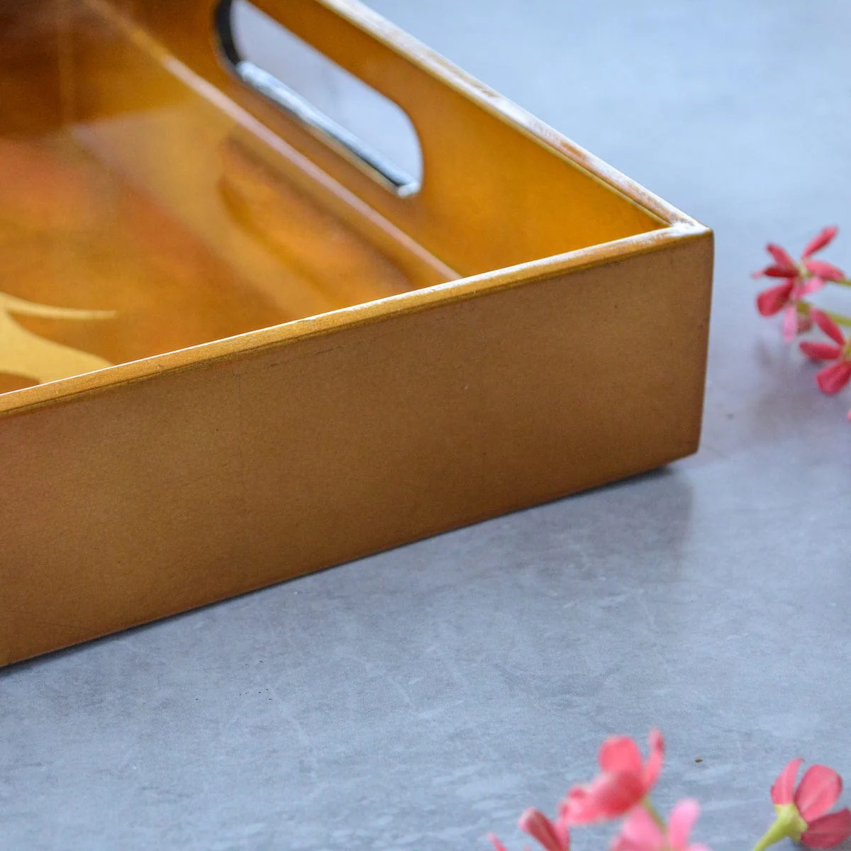 Rectangle Lacquer Tray With Elephant Design - Copper - Image 3