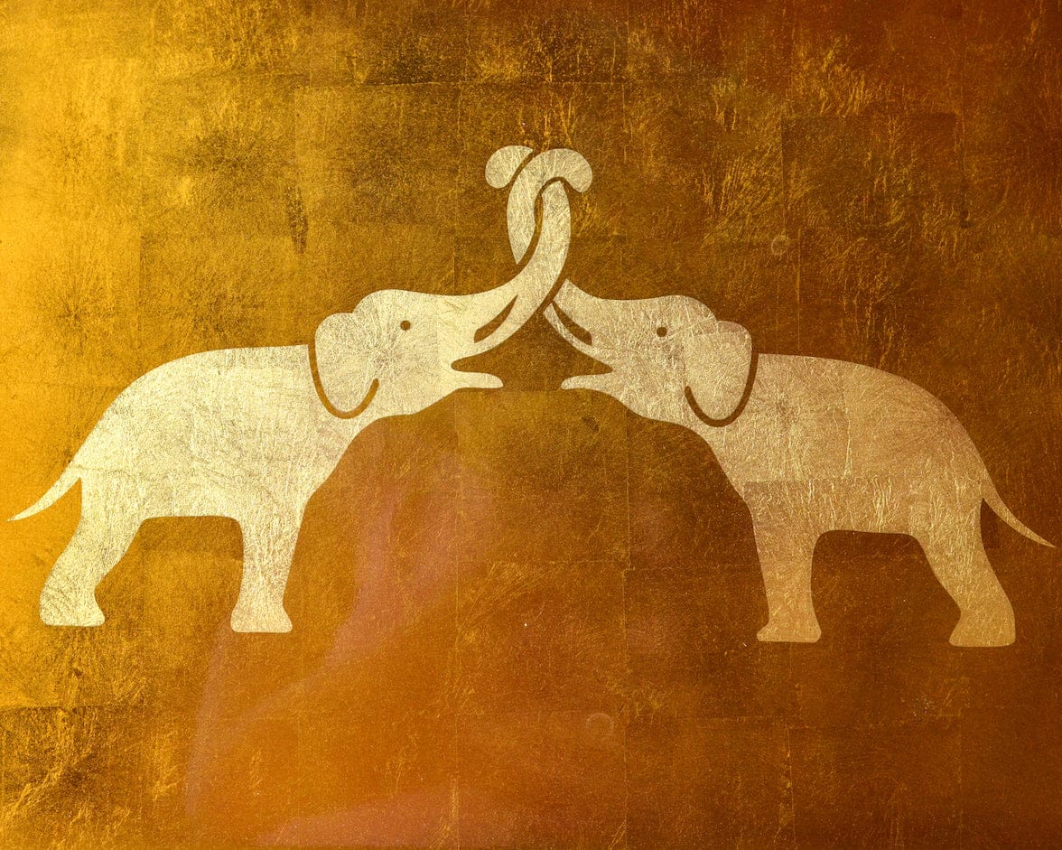 Rectangle Lacquer Tray With Elephant Design - Copper - Image 6