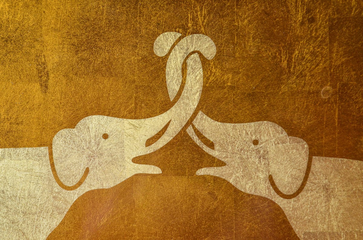 Rectangle Lacquer Tray With Elephant Design - Copper - Image 7
