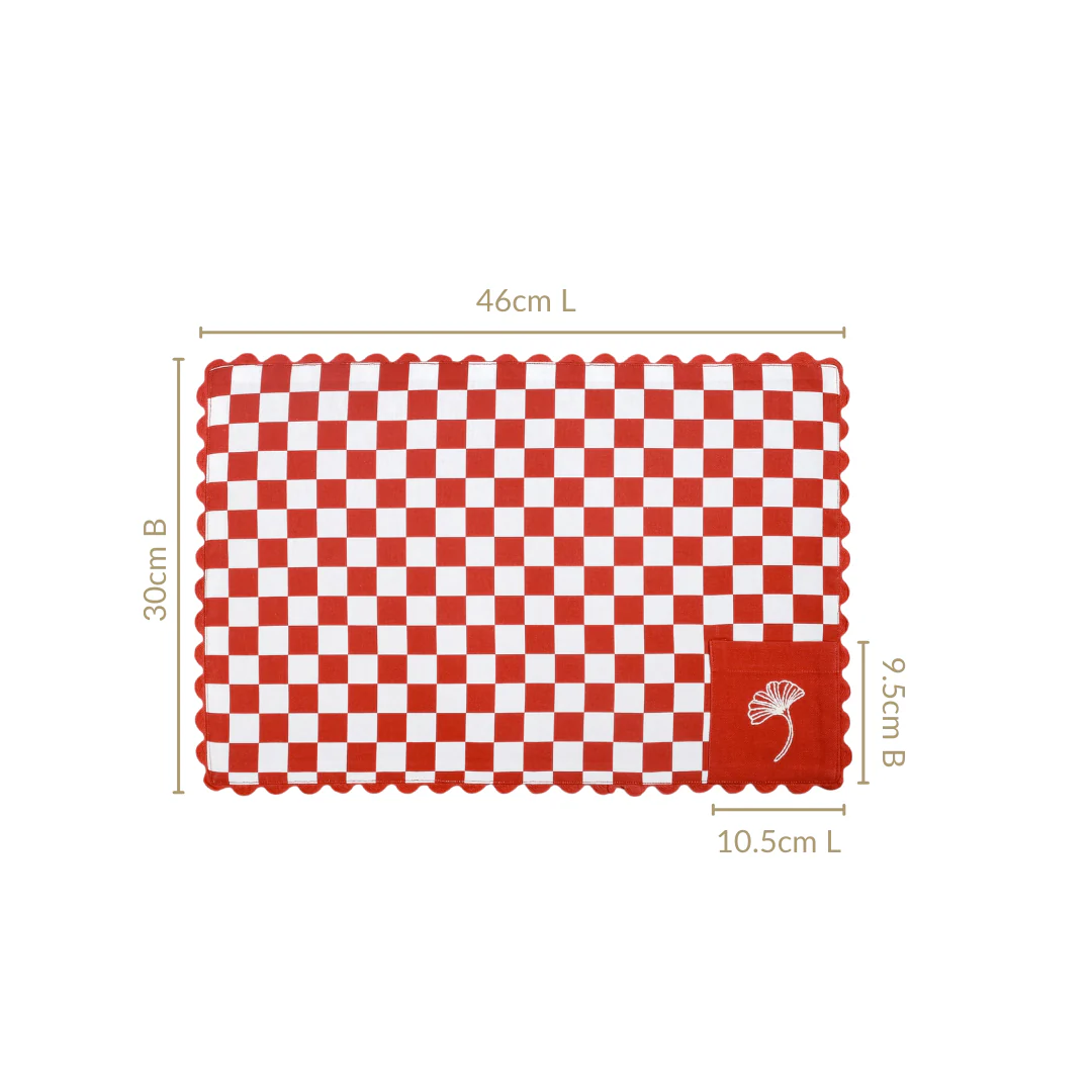 Retro Cotton Embroidered Table Mat Red Set Of 6 - Image 5