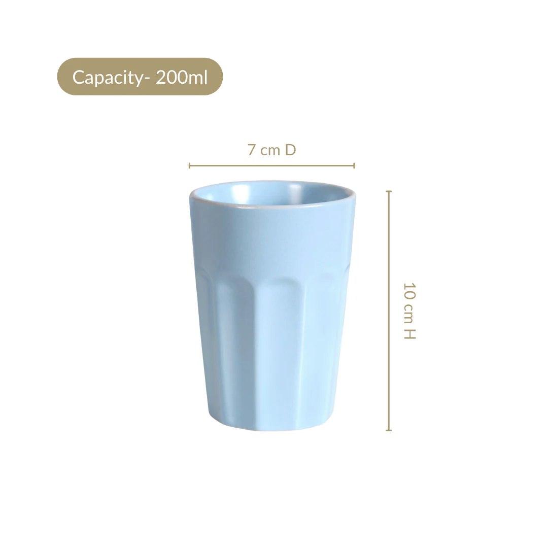 Retro Fluted Small Tumbler Set Of 4 Baby Blue 200ml - Image 4