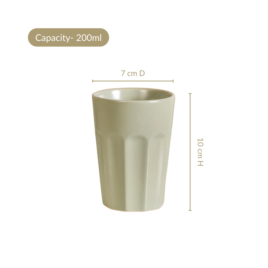 Retro Fluted Tumbler Small Set Of 4 Sage Green 200ml - Image 4