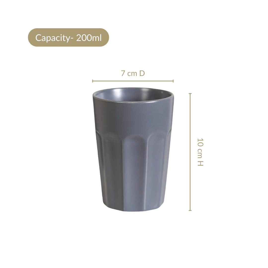 Retro Small Fluted Tumbler Set Of 4 Grey 200ml - Image 4