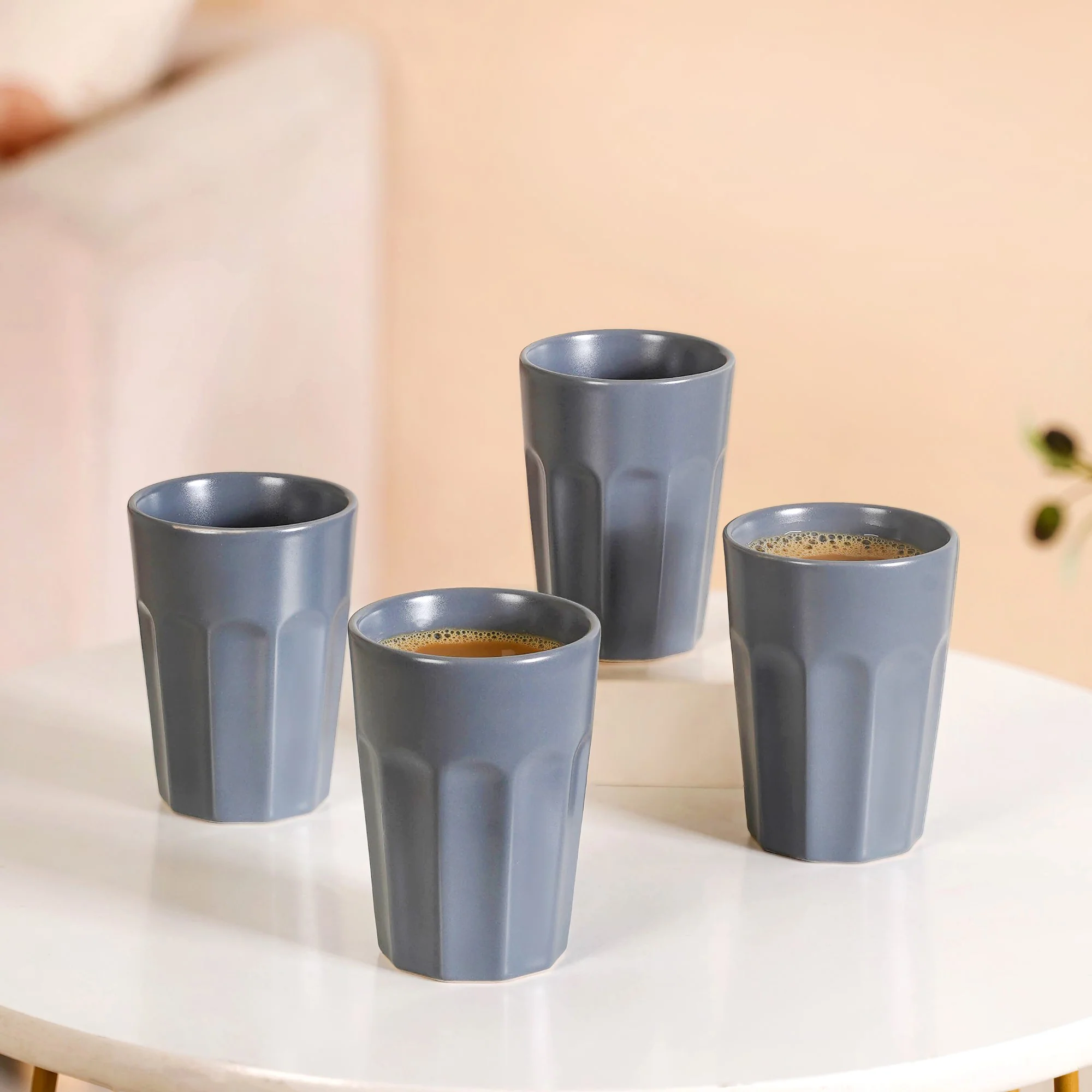 Retro Small Fluted Tumbler Set Of 4 Grey 200ml - Image 7