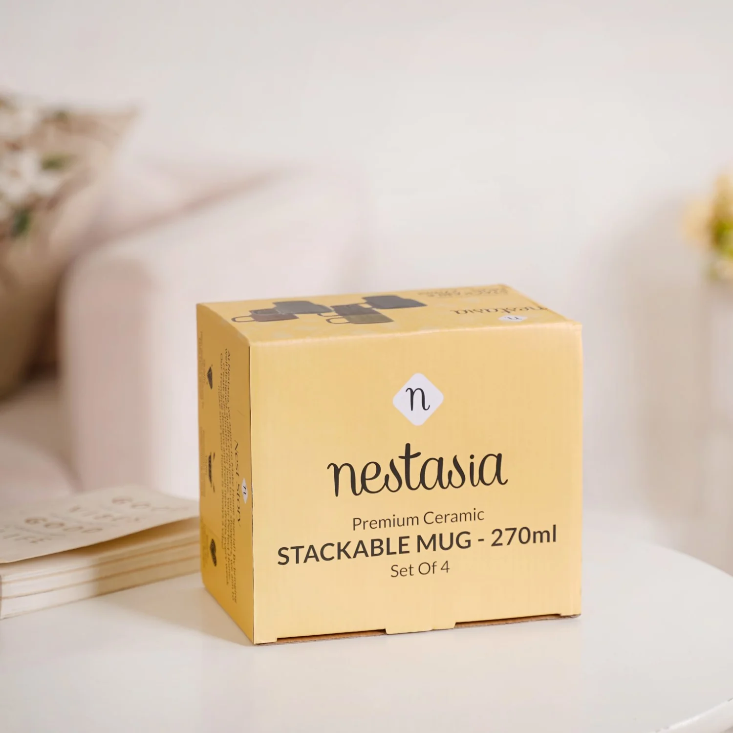 Ribelle Ceramic Stackable Mug Set Of 4 Sage Green 270ml - Image 10
