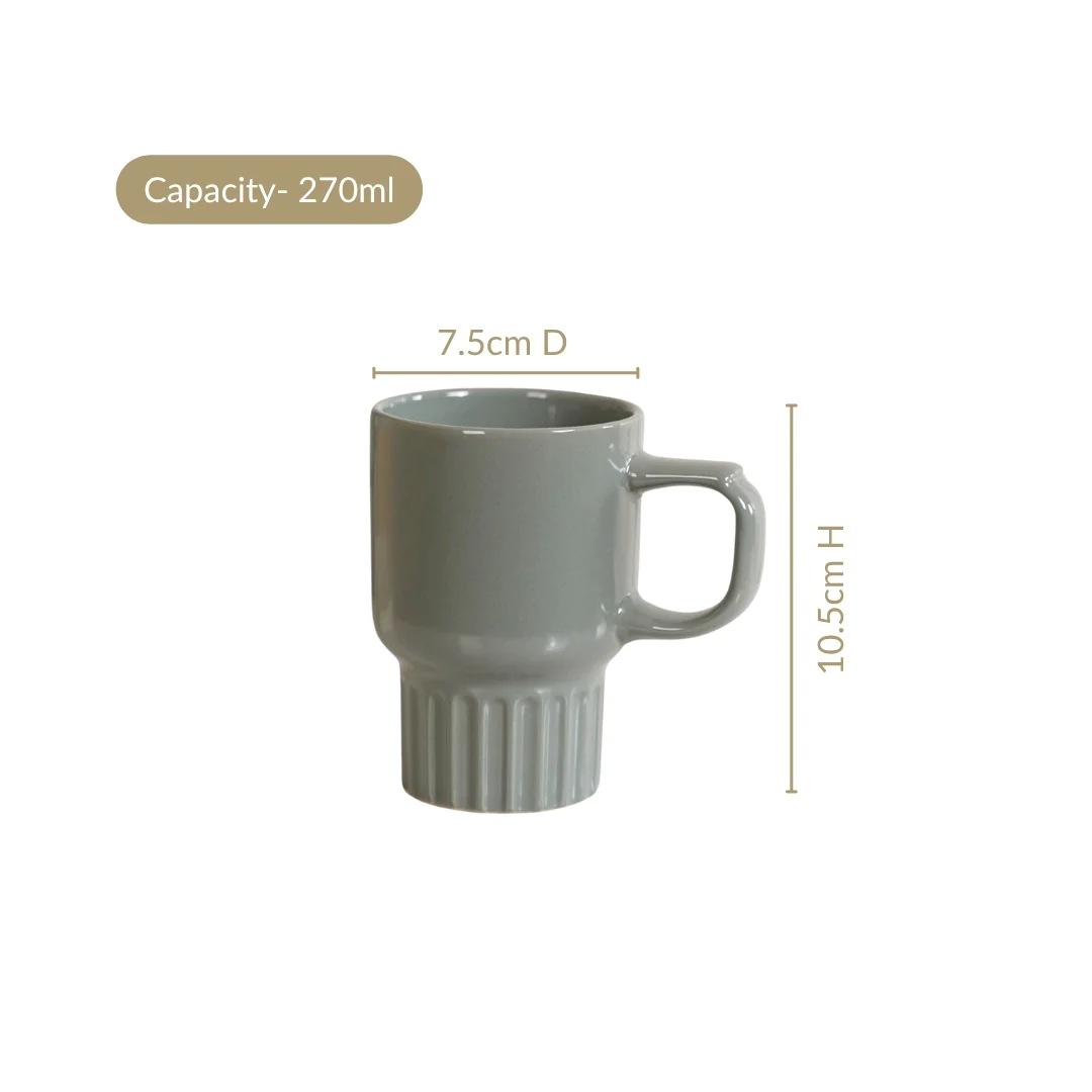 Ribelle Ceramic Stackable Mug Set Of 4 Sage Green 270ml - Image 3