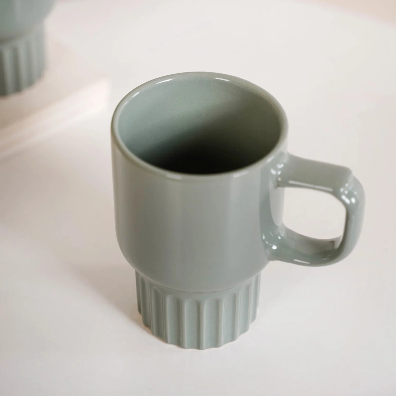 Ribelle Ceramic Stackable Mug Set Of 4 Sage Green 270ml - Image 5