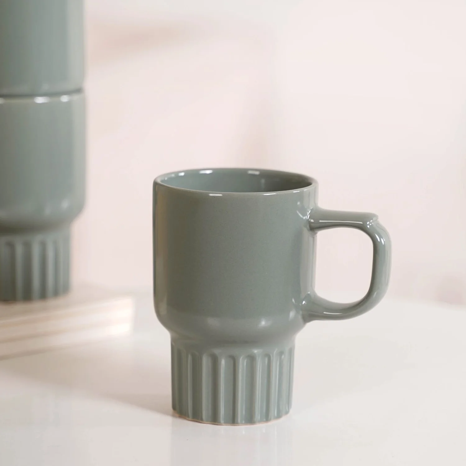 Ribelle Ceramic Stackable Mug Set Of 4 Sage Green 270ml - Image 7