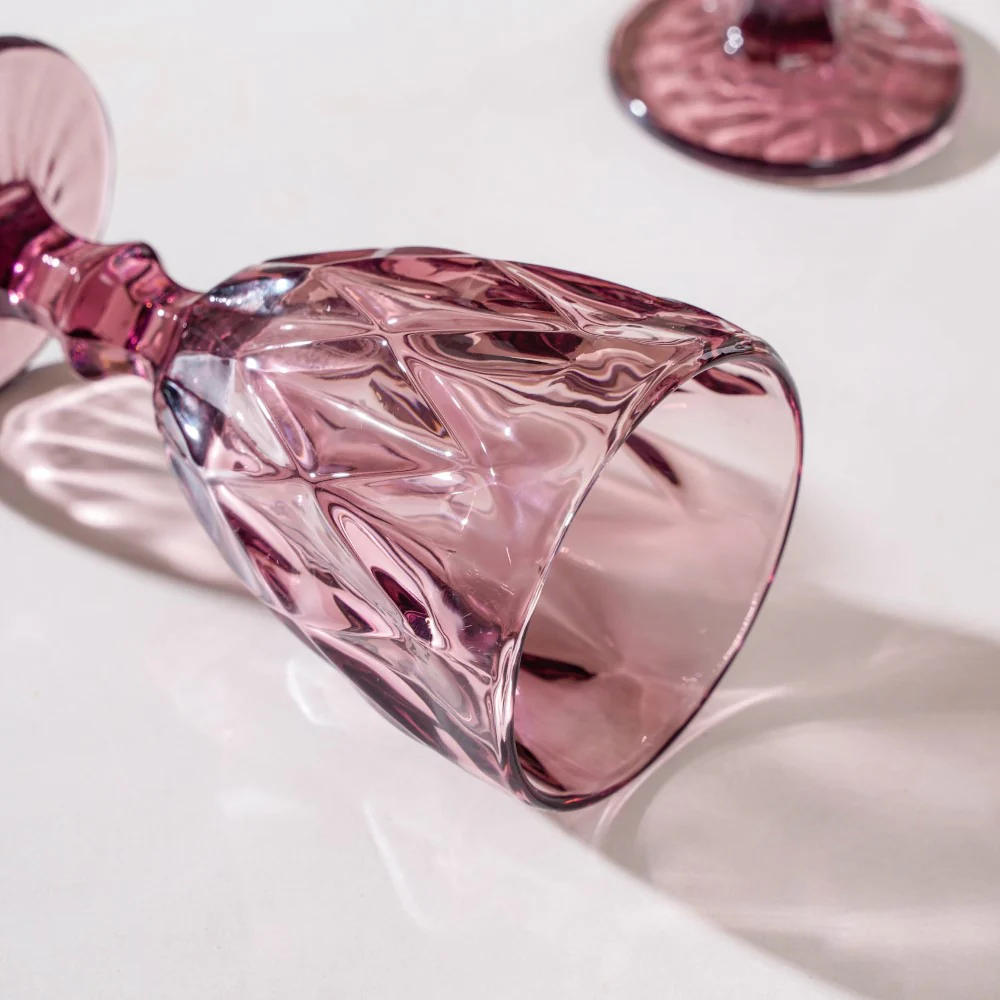 Rose Crystal Red Wine Glass Mauve Set Of 6 300 ml - Image 4