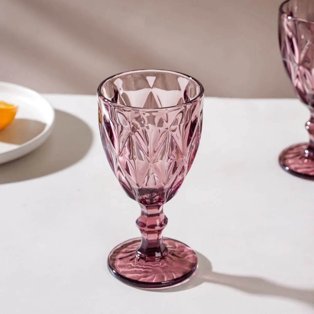 Rose Crystal Red Wine Glass Mauve Set Of 6 300 ml - Image 5