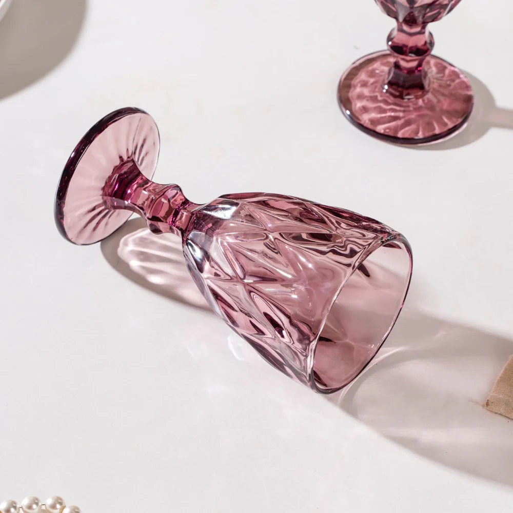 Rose Crystal Red Wine Glass Mauve Set Of 6 300 ml - Image 7
