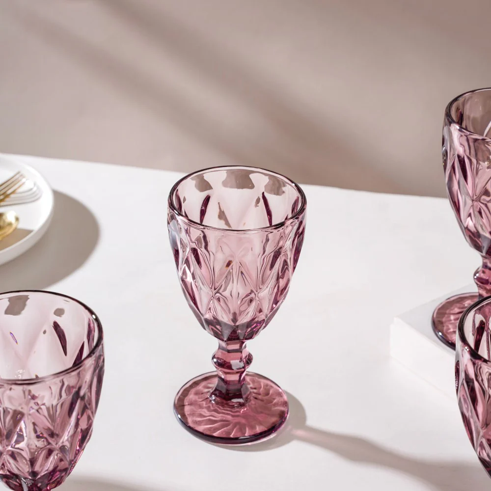 Rose Crystal Red Wine Glass Mauve Set Of 6 300 ml - Image 8