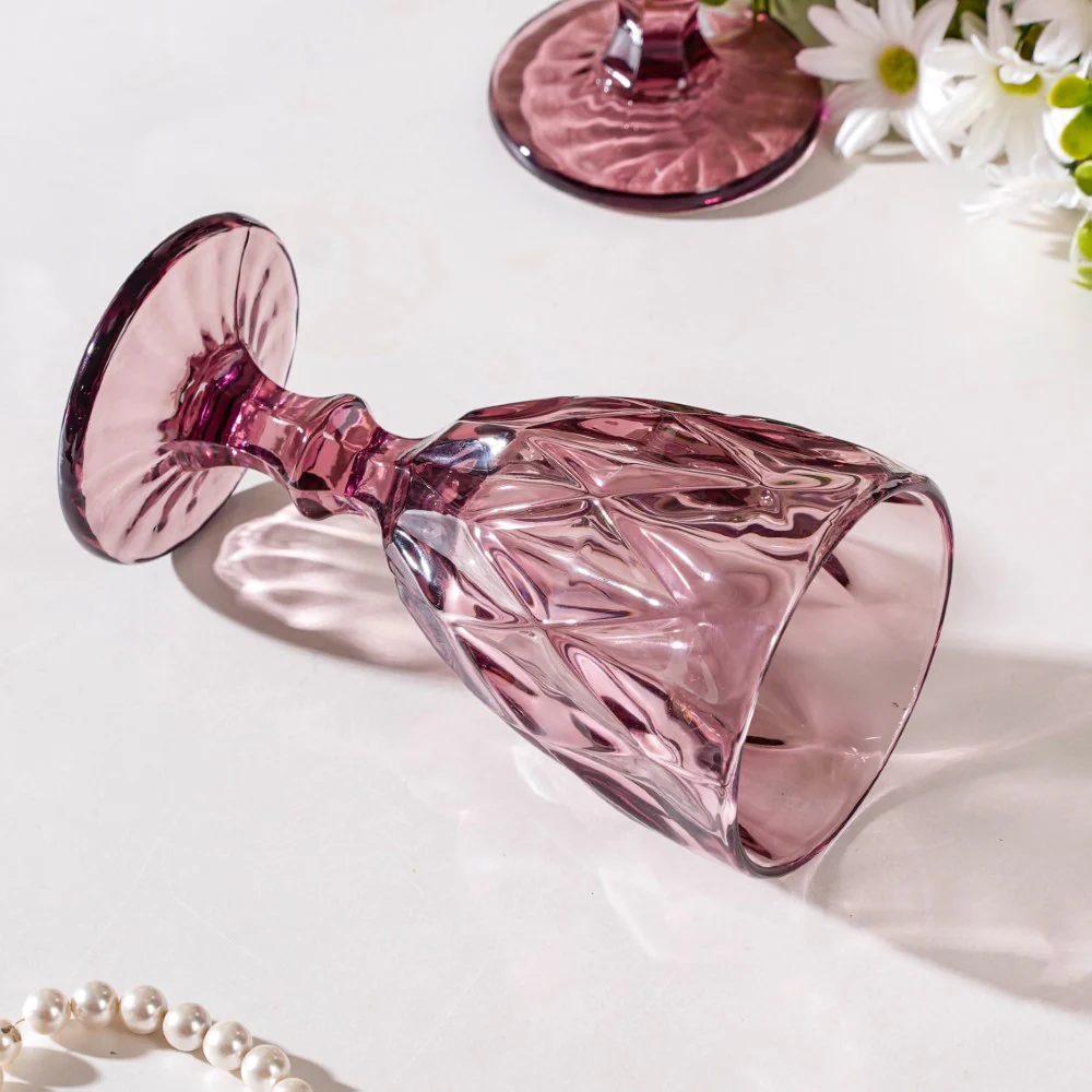 Rose Crystal Red Wine Glass Mauve Set Of 6 300 ml - Image 9