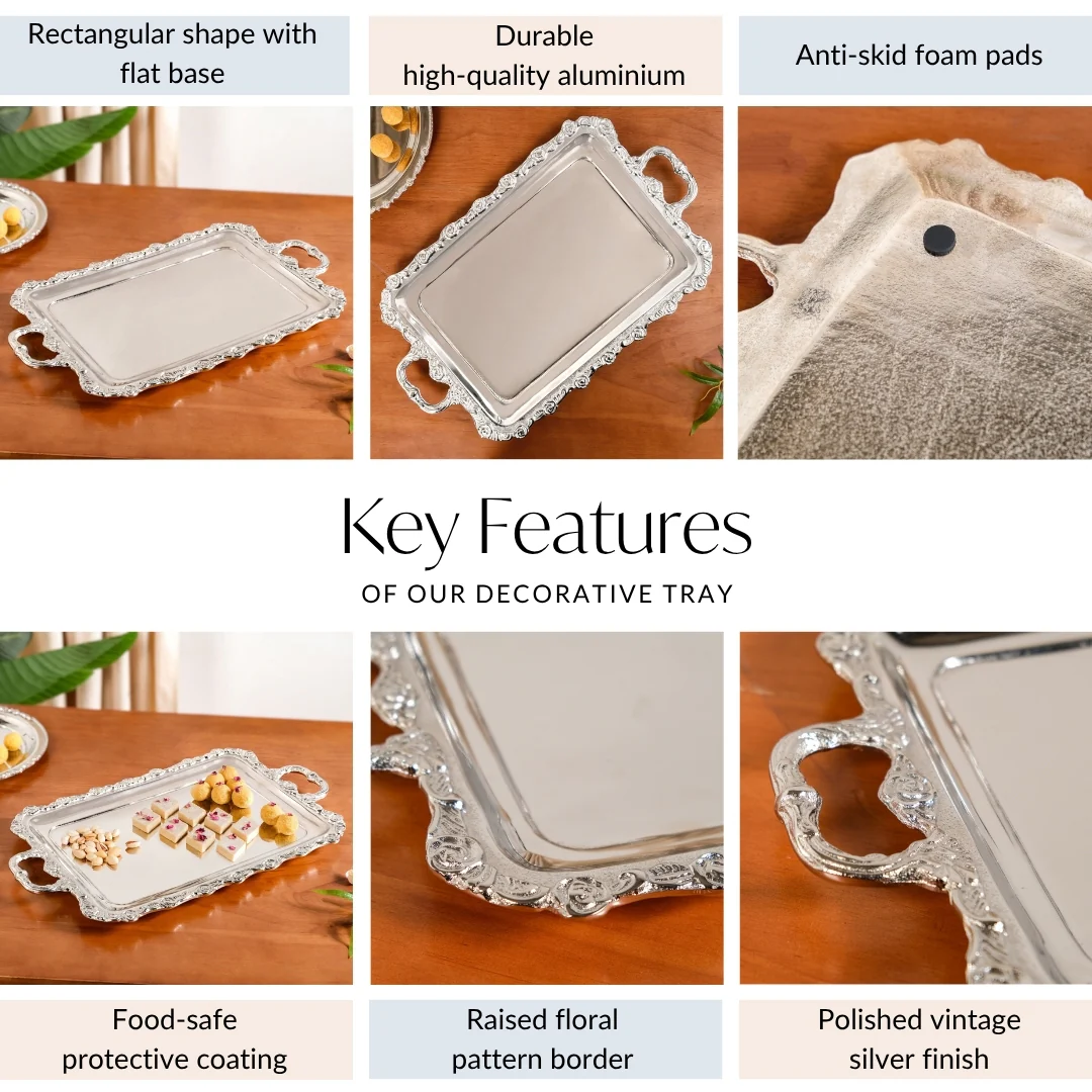 Royalcore Decorative Metal Tray With Handles - Image 5