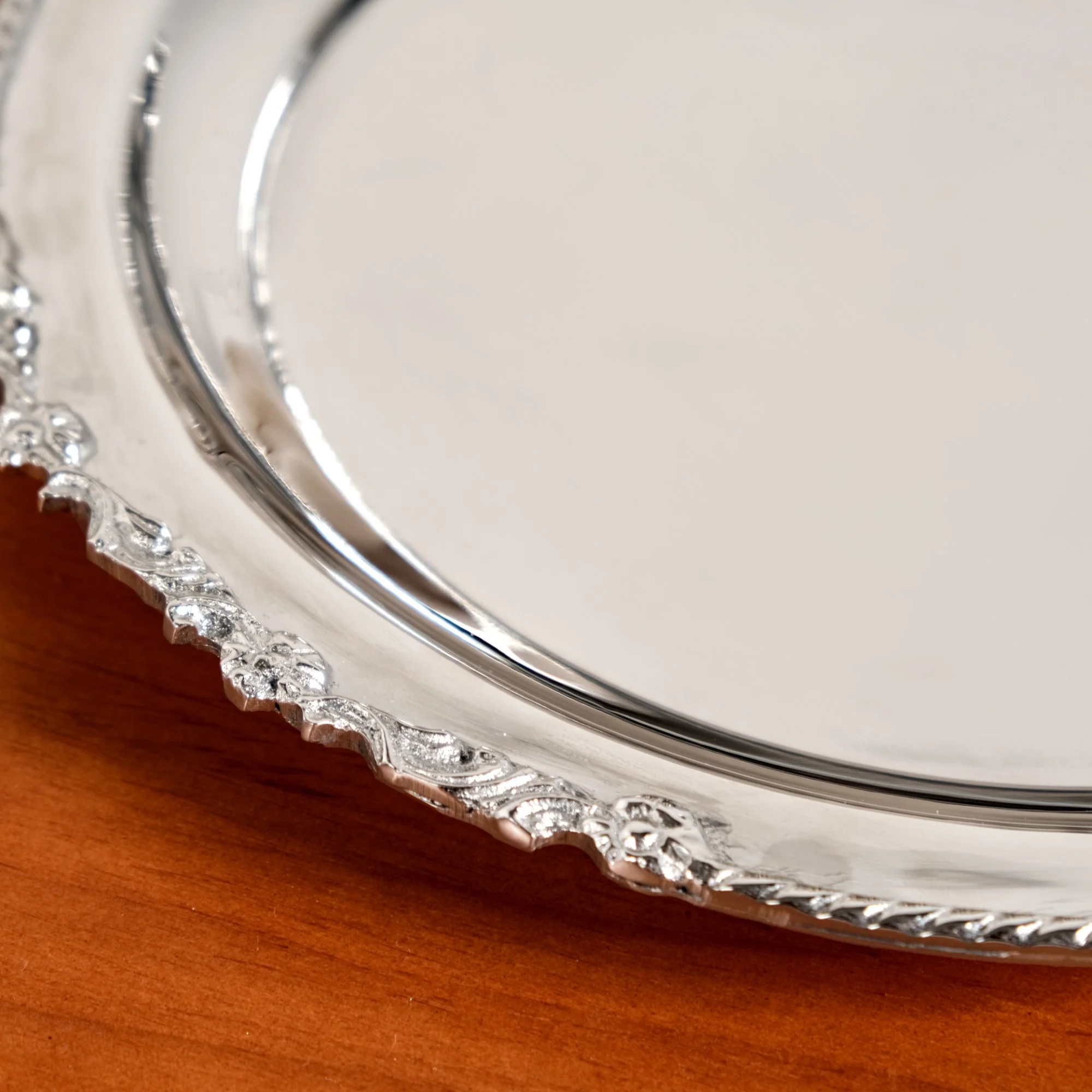 Royalcore Ornate Brass Rim Decorative Tray Silver - Image 5