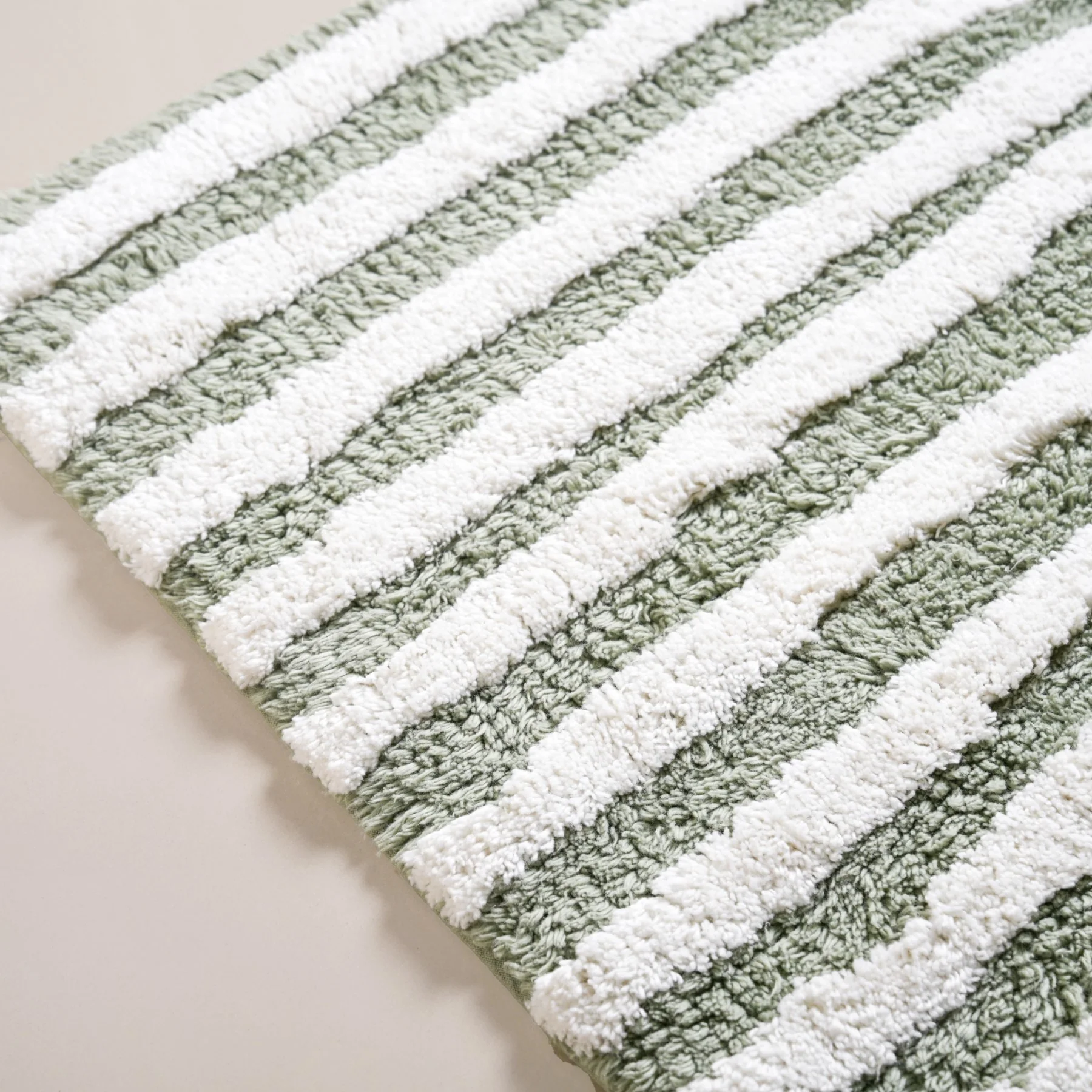 Sage Green Tufted Cotton Anti Slip Floor Mat 82x52cm - Image 4