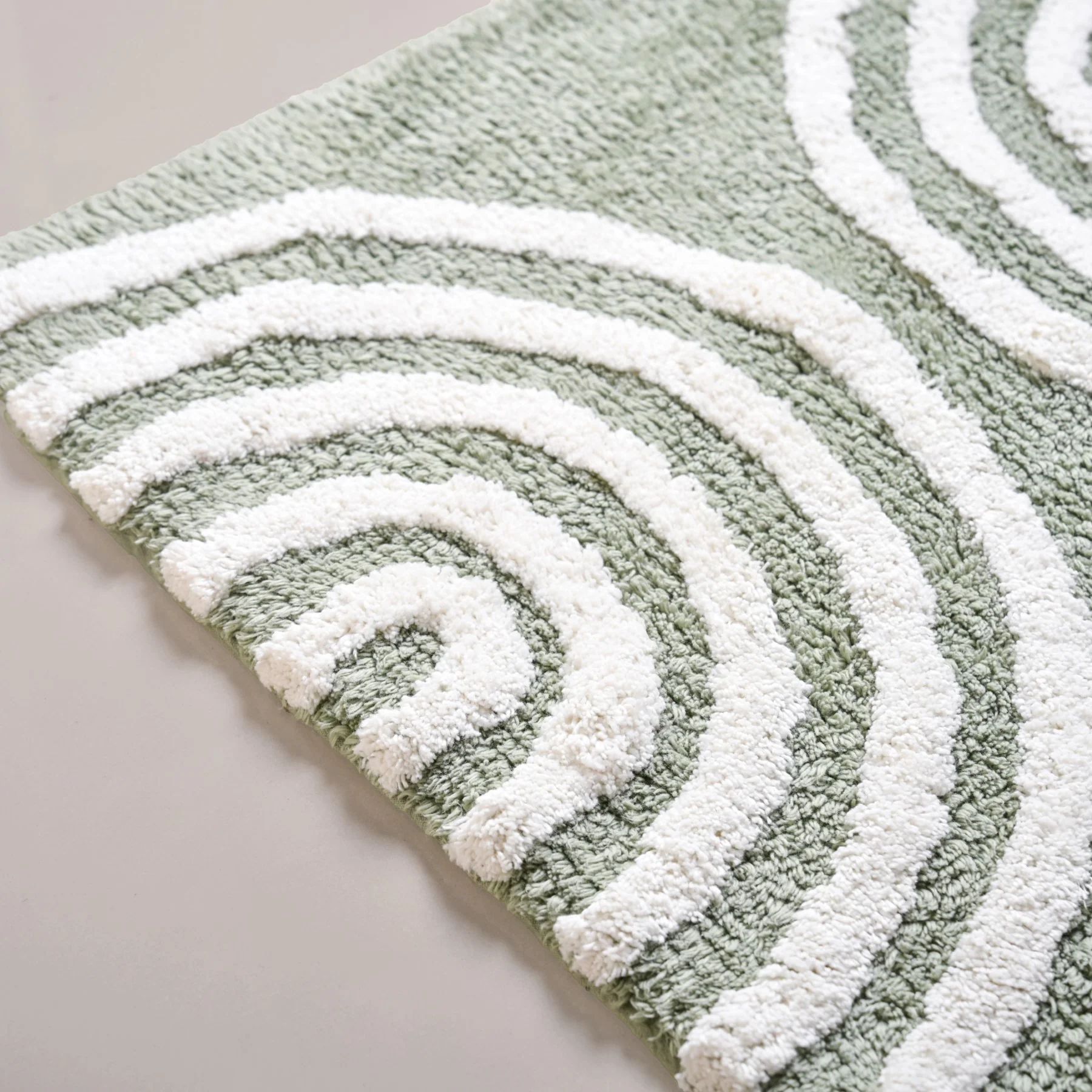 Sage Green Tufted Cotton Anti Slip Floor Mat 82x52cm - Image 5