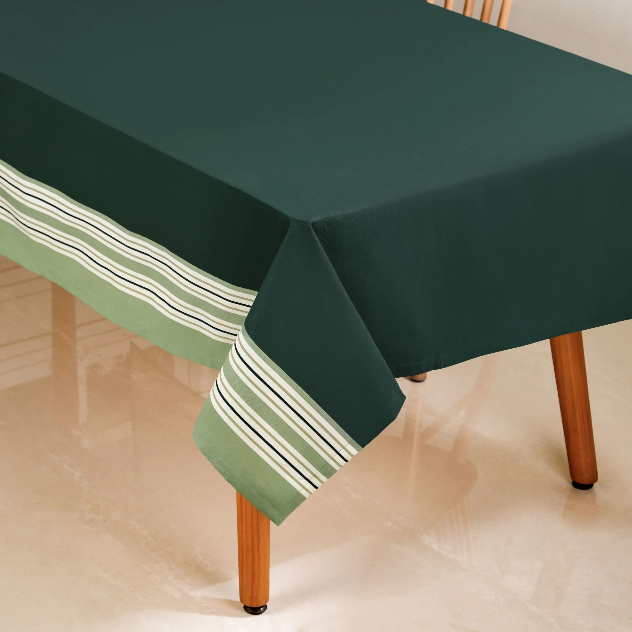 Sage Stripes 6 Seater Cotton Table Cover 203x152cm - Image 7