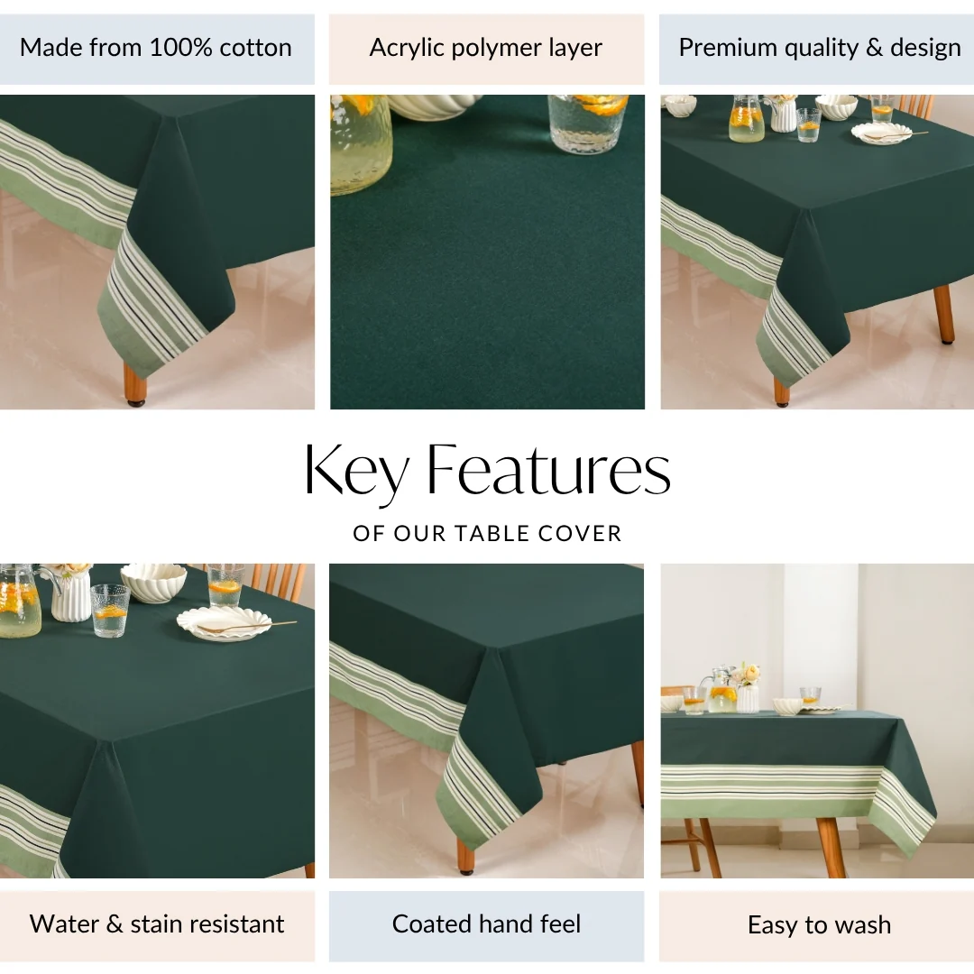 Sage Stripes 8 Seater Water Resistant Table Cover 274x152cm - Image 5