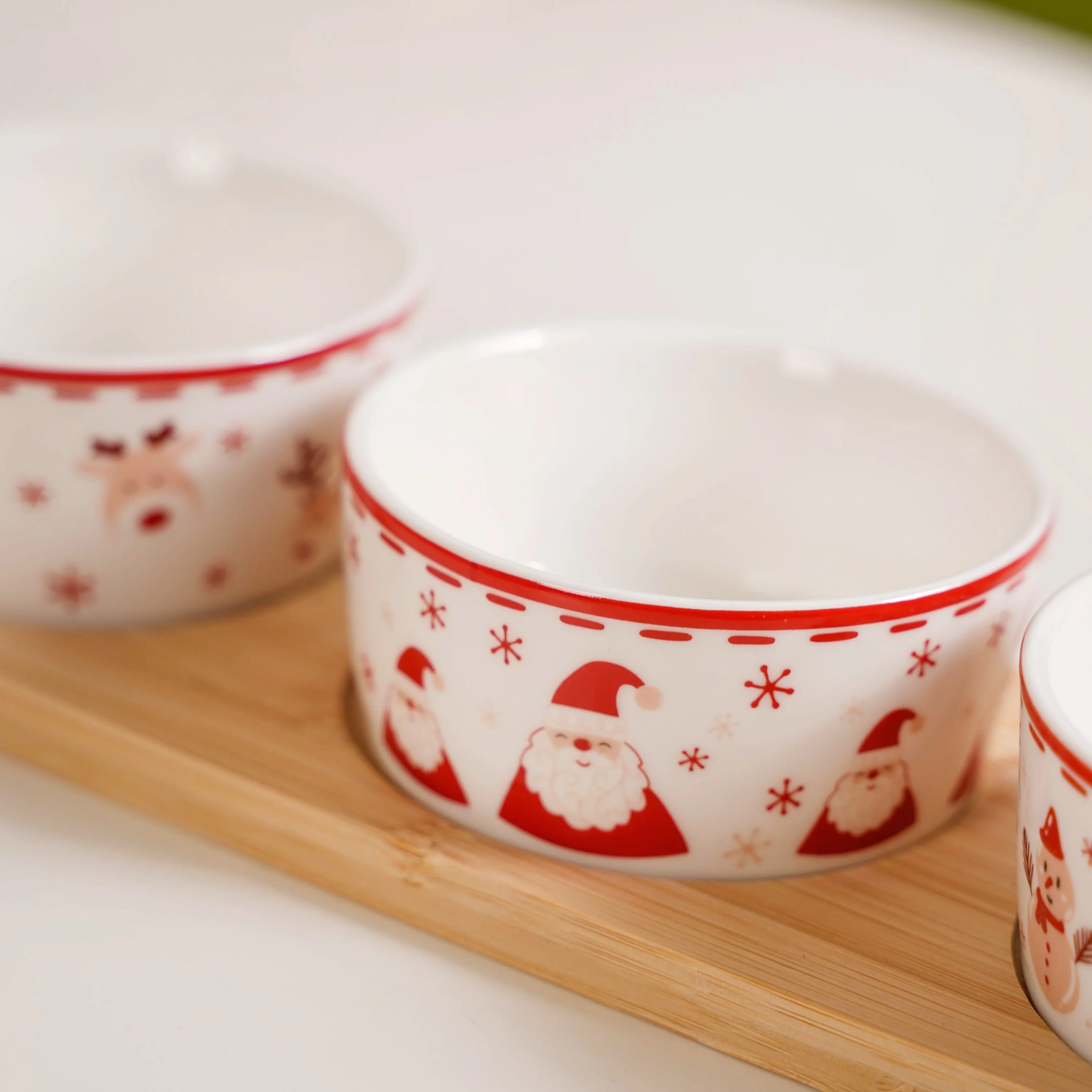 Santa Snowman Reindeer Bowls Snack Platter Set Of 4 - Image 7