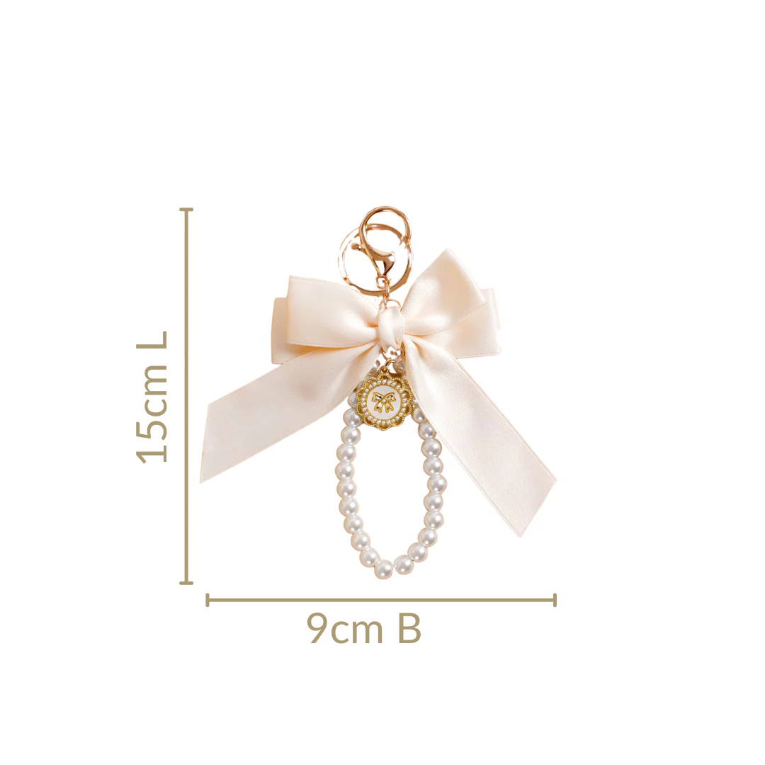 Satin Bow Keychain With Pearl Dangler - Image 4