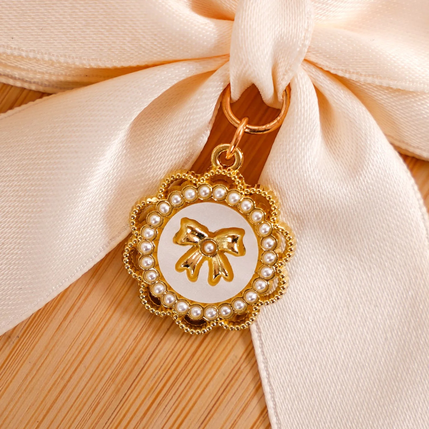 Satin Bow Keychain With Pearl Dangler - Image 7