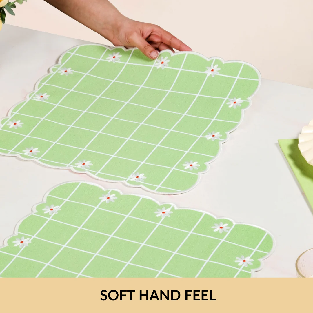 Scallop Embroidered Pure Cotton Table Mat Set Of 6 - Image 6