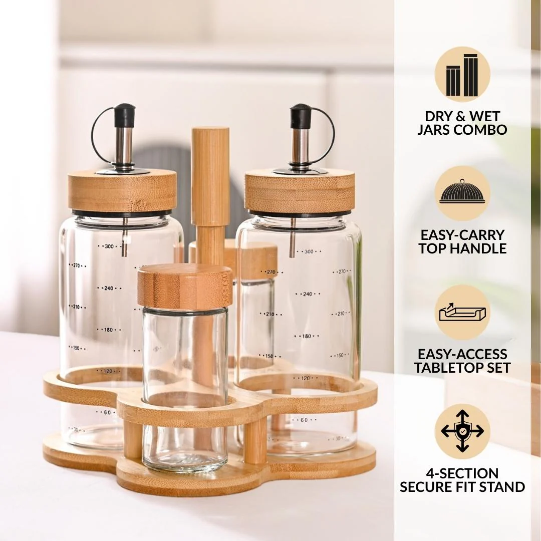 Seasoning Jar And Oil Dispenser Set Of 5 95ml 300ml - Image 2