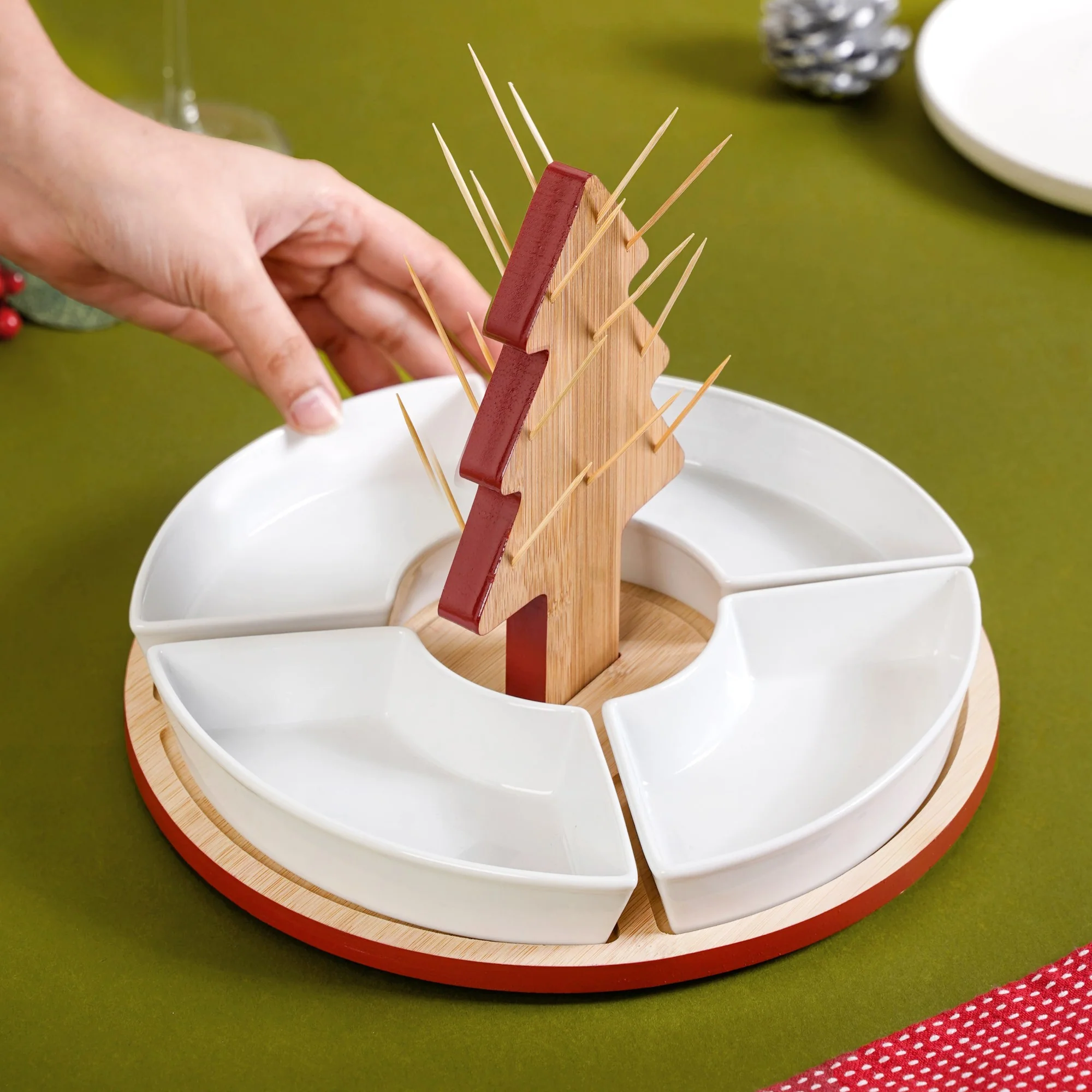 Sectioned Tree Platter Set Of 5 - Image 2