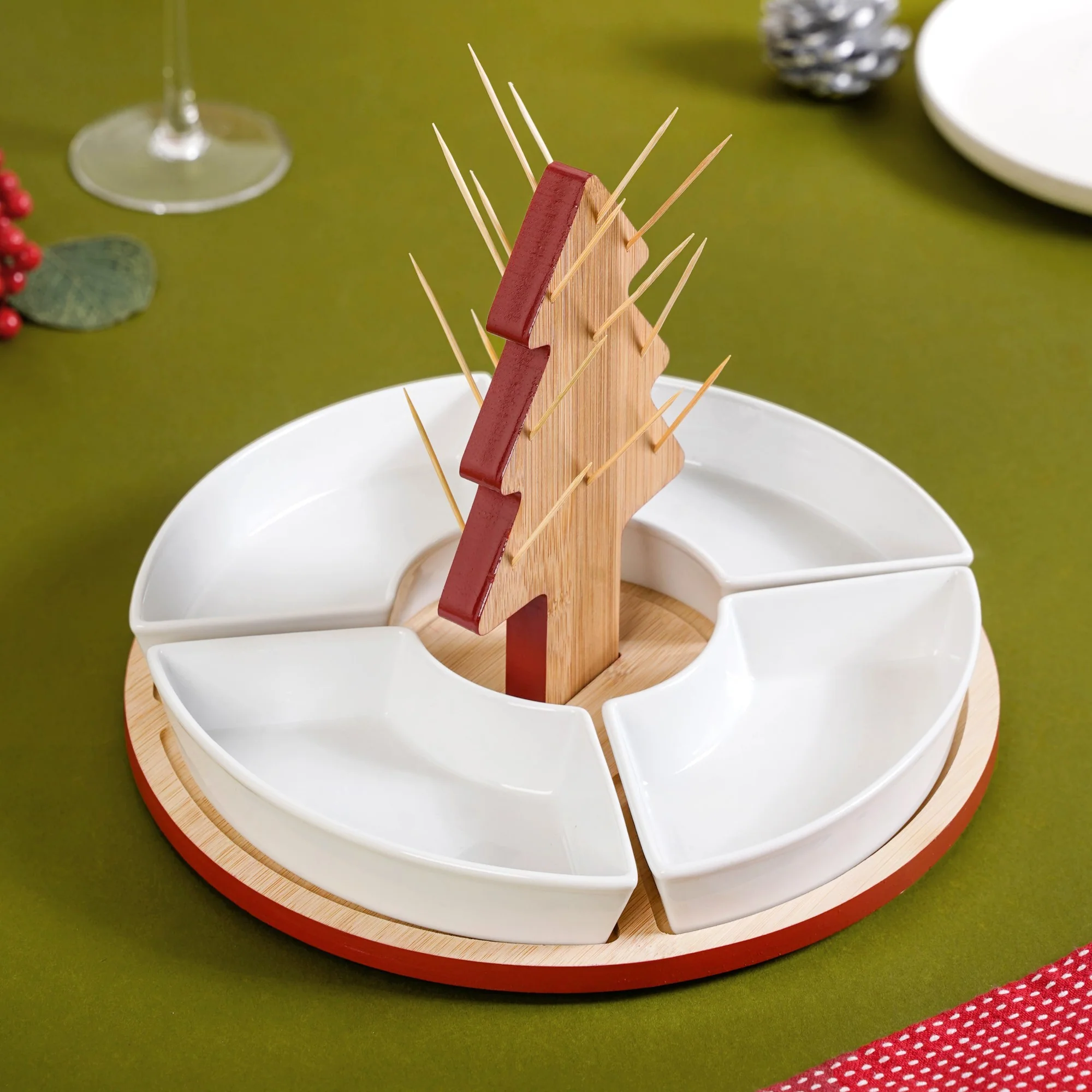 Sectioned Tree Platter Set Of 5 - Image 3
