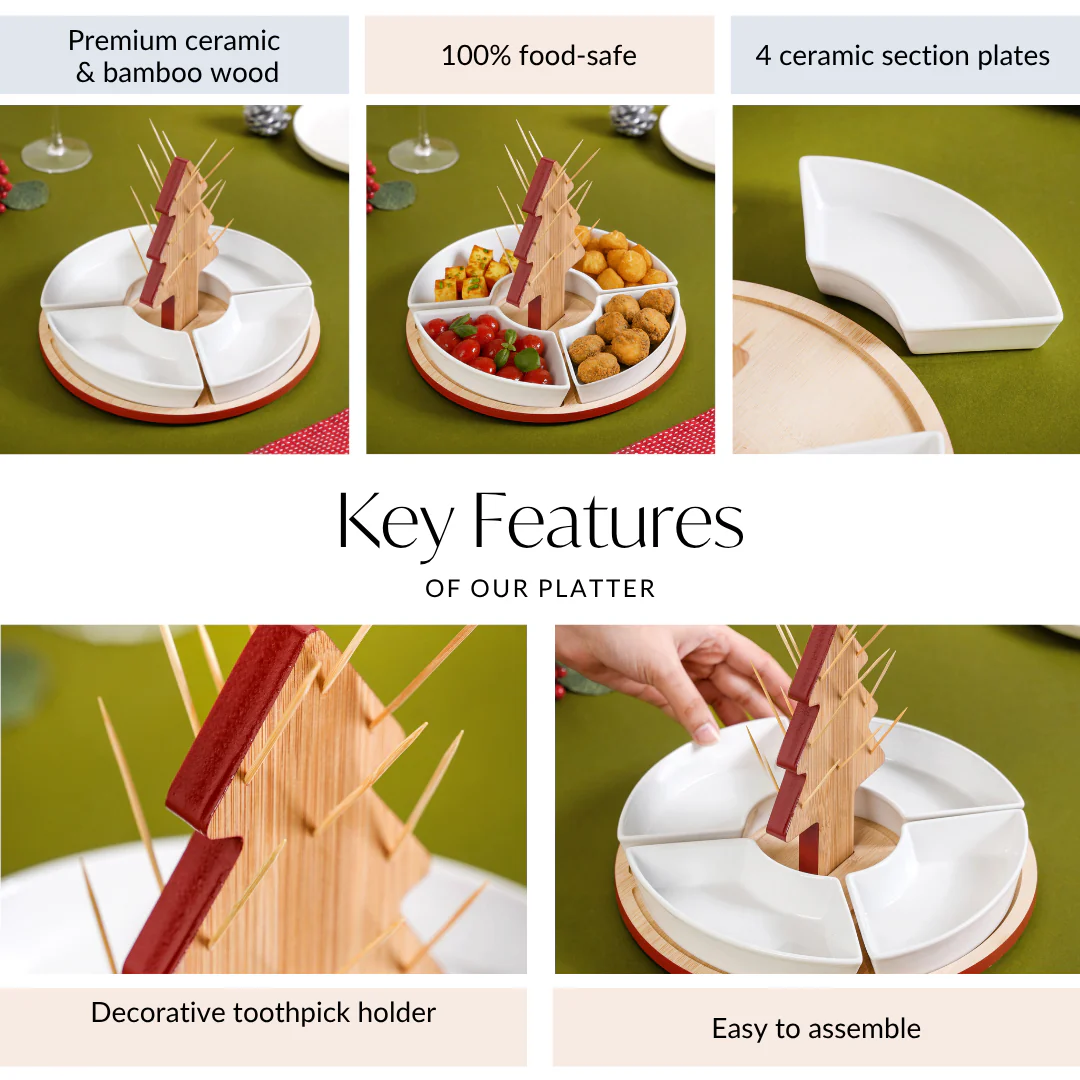 Sectioned Tree Platter Set Of 5 - Image 5