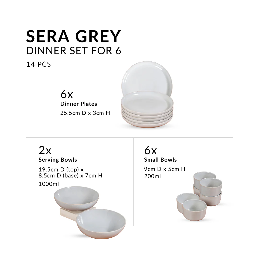 Sera Grey 14 Piece Dinnerware Set For 6 - Image 3
