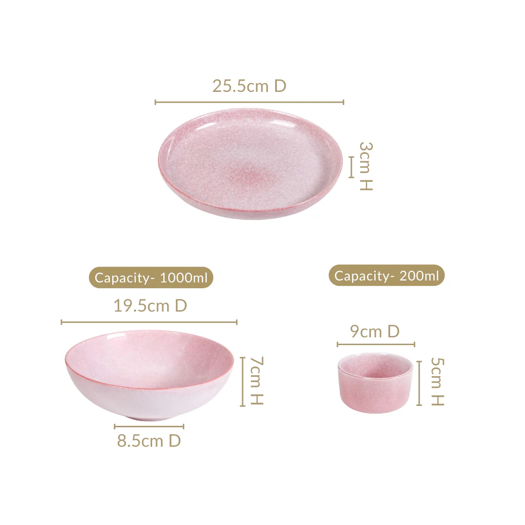 Sera Pink 14 Piece Minimalistic Dinner Set For 6 - Image 4