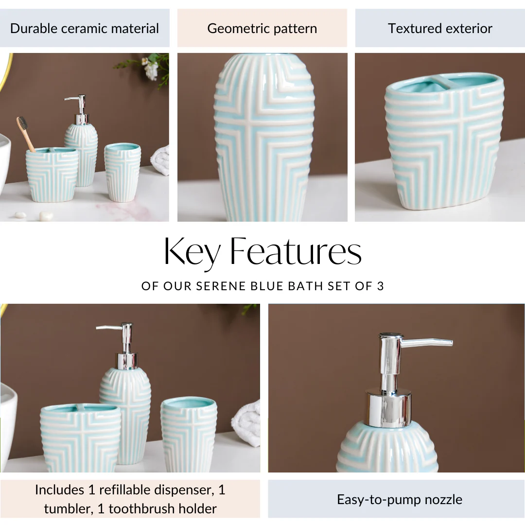 Serene Blue Bath Set Of 3 - Image 4