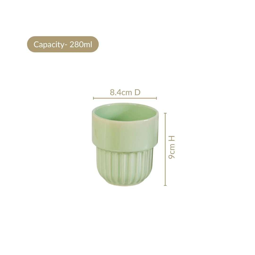 Serene Sage Stackable Ceramic Cup Set Of 4 280ml - Image 3
