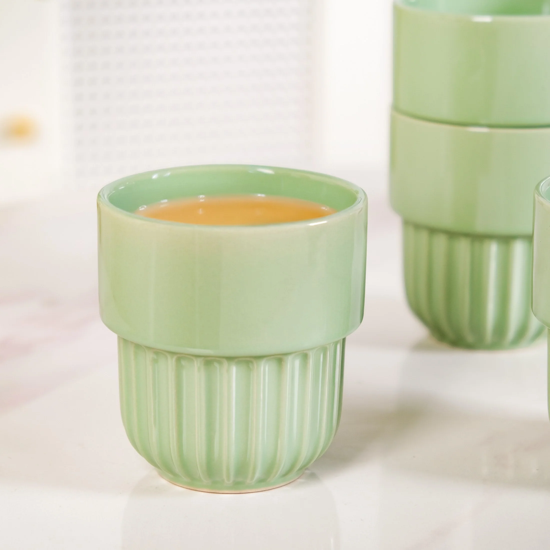 Serene Sage Stackable Ceramic Cup Set Of 4 280ml - Image 7