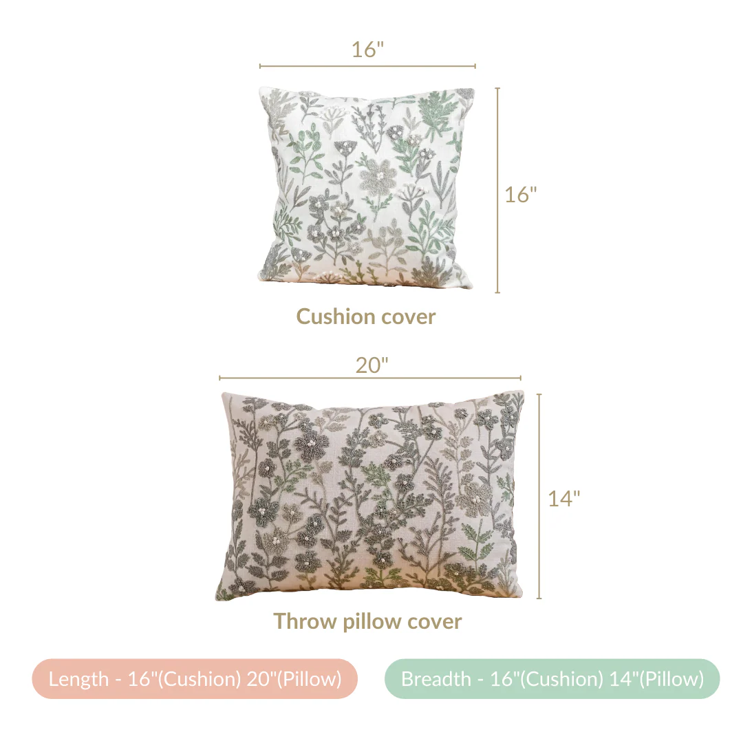 Set Of 2 Cotton Cushion Cover With Floral Embroidery - Image 6