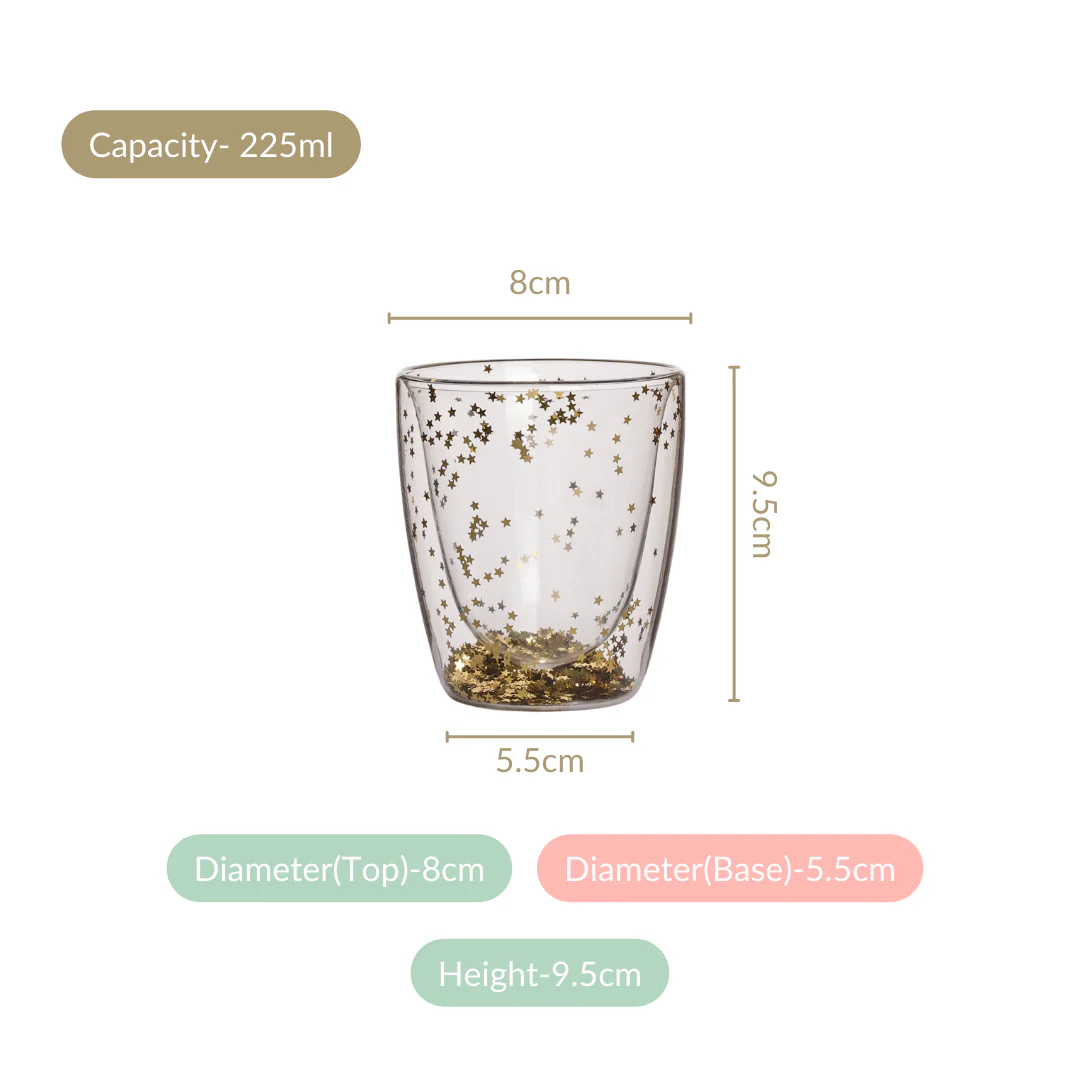 Set Of 2 Gold Star Glass Tumblers 225ml - Image 4