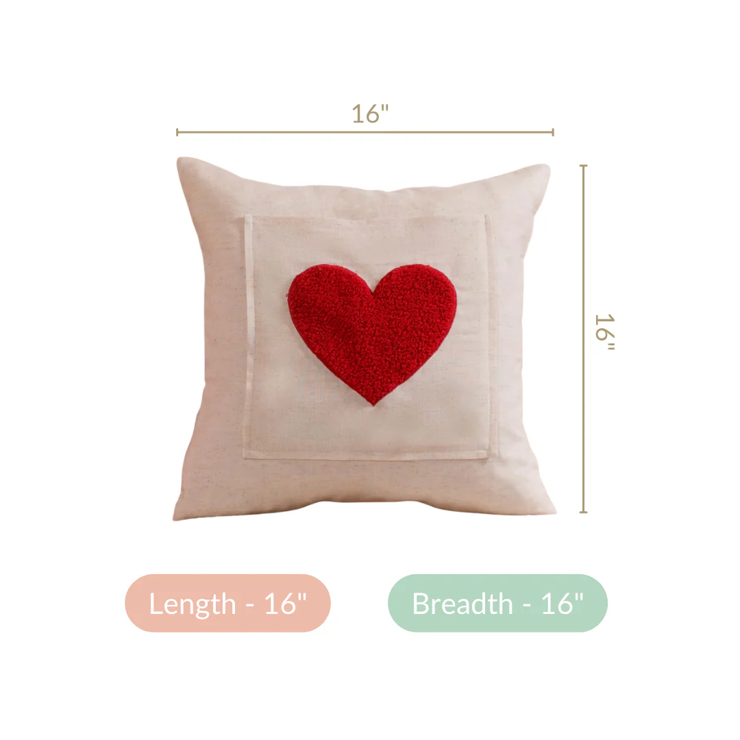 Set Of 2 Love Heart Linen Cushion Cover With Pocket 16x16 Inch - Image 6