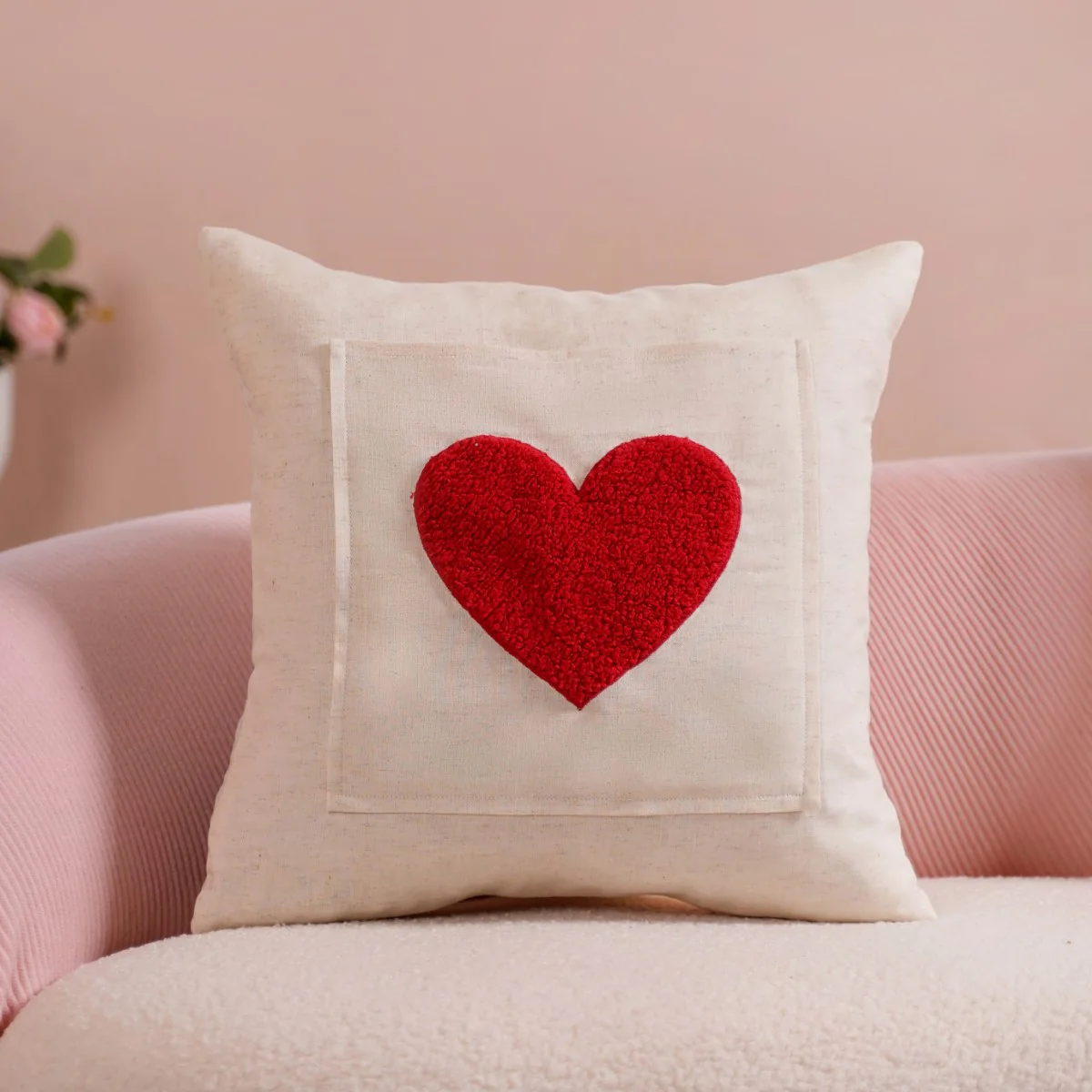 Set Of 2 Love Heart Linen Cushion Cover With Pocket 16x16 Inch - Image 7